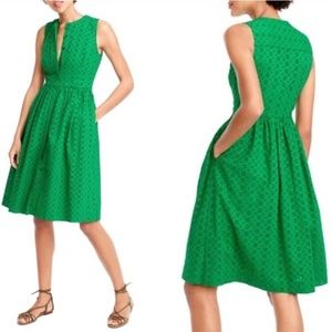 NWT JCrew Cotton Kelly Green Eyelet Shirt Dress